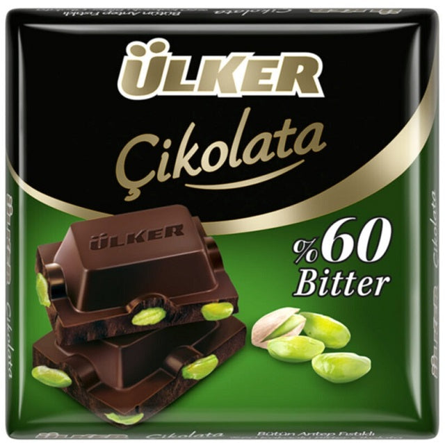 Ülker 60% Dark Chocolate with Whole Pistachios 65g