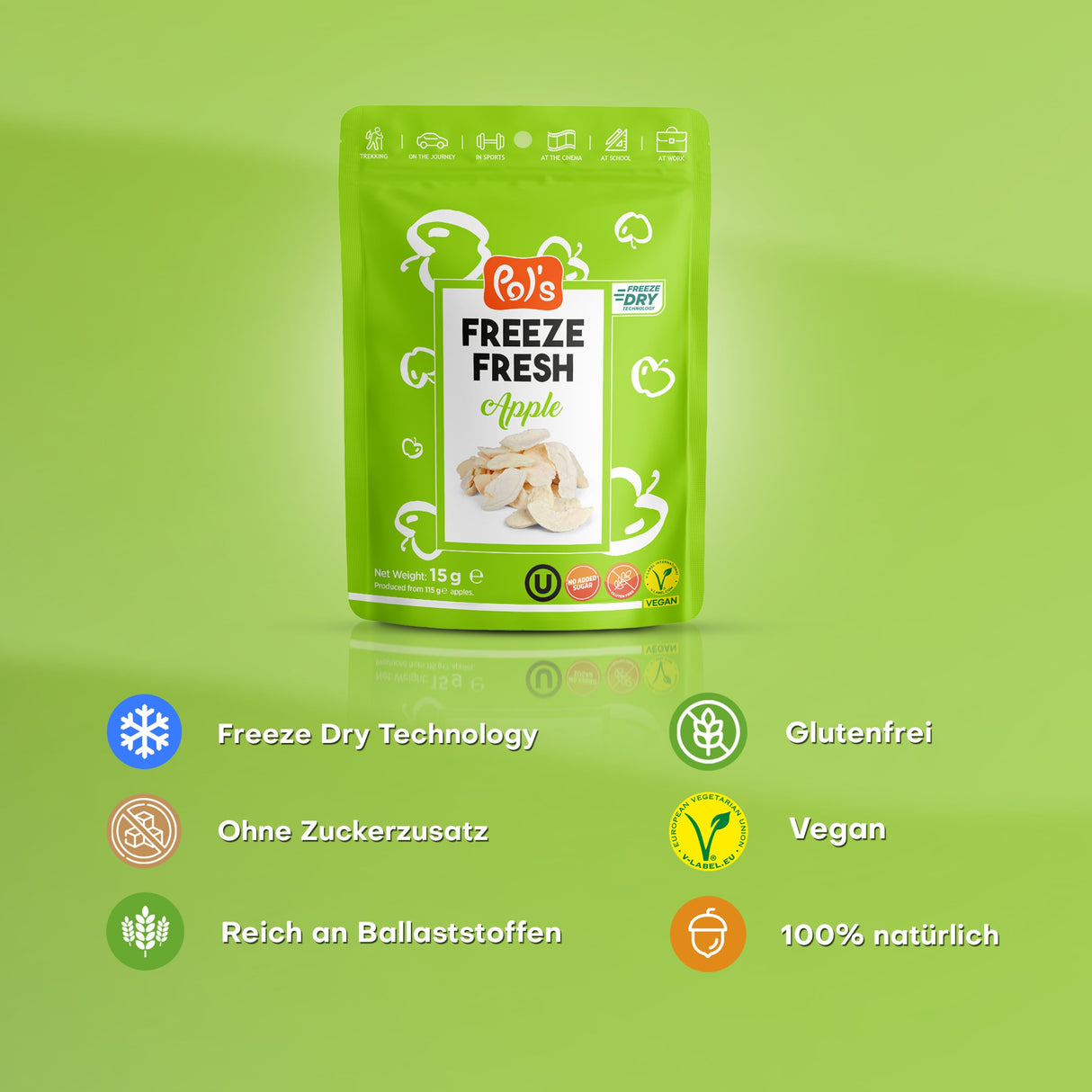 Pol's Freeze Fresh gefriergetrocknete Apfel Fruchtchips 15g