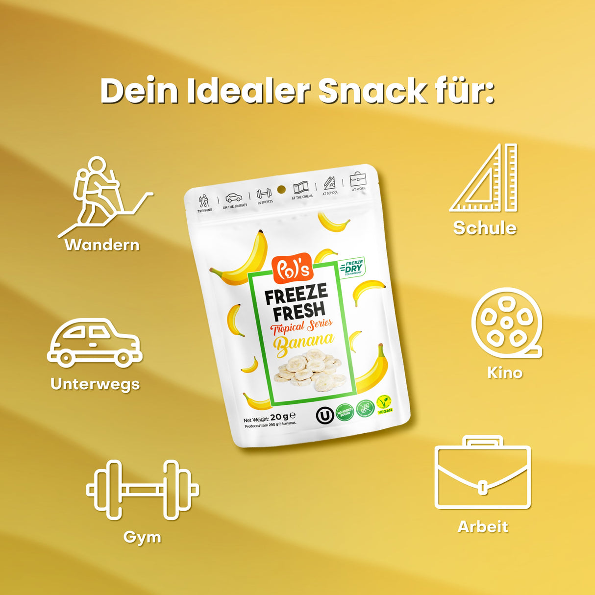 Pol's Freeze Fresh Freeze-Dried Banana Fruit Chips - 20 g