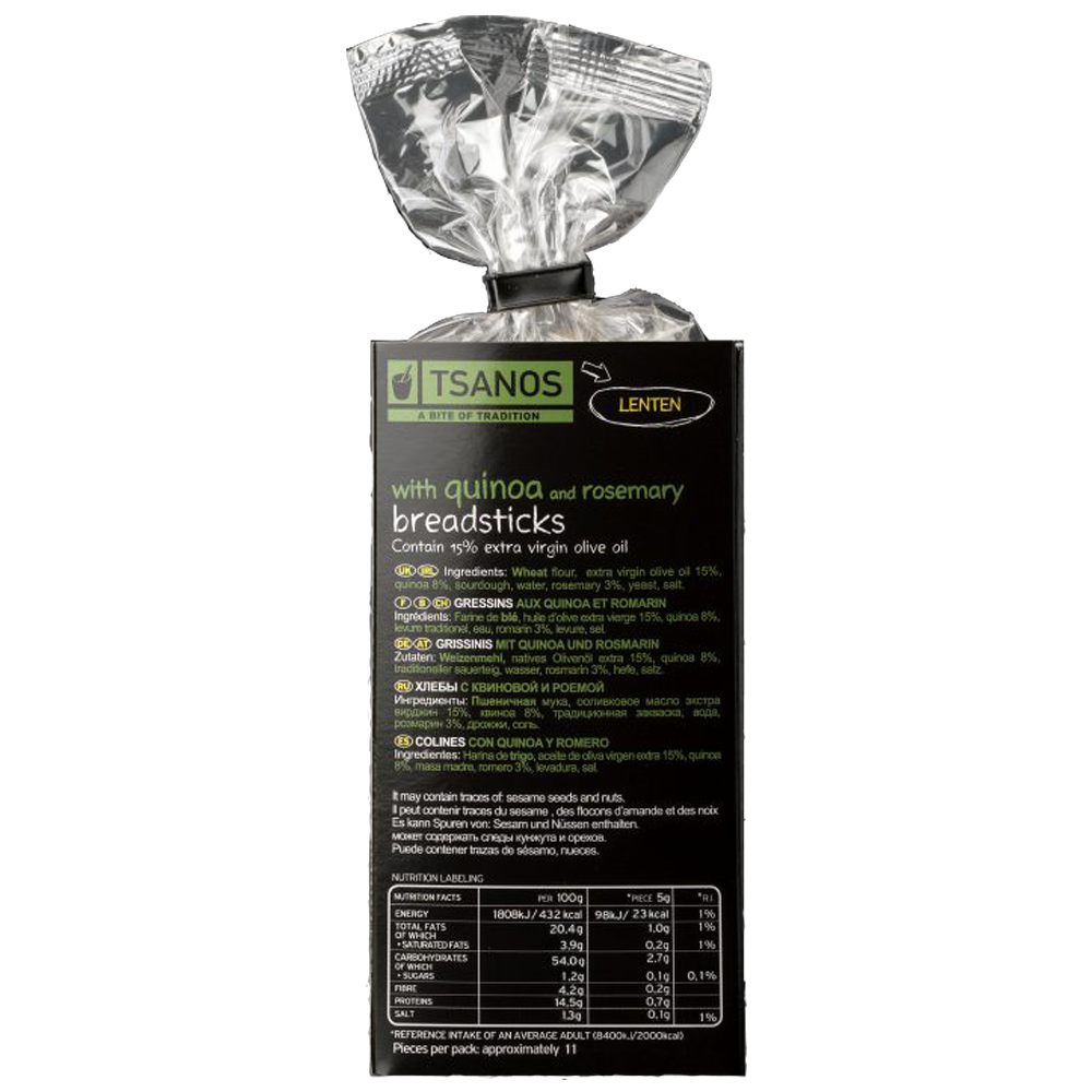 Tsanos Brotsticks mit Quinoa & Rosmarin 120g