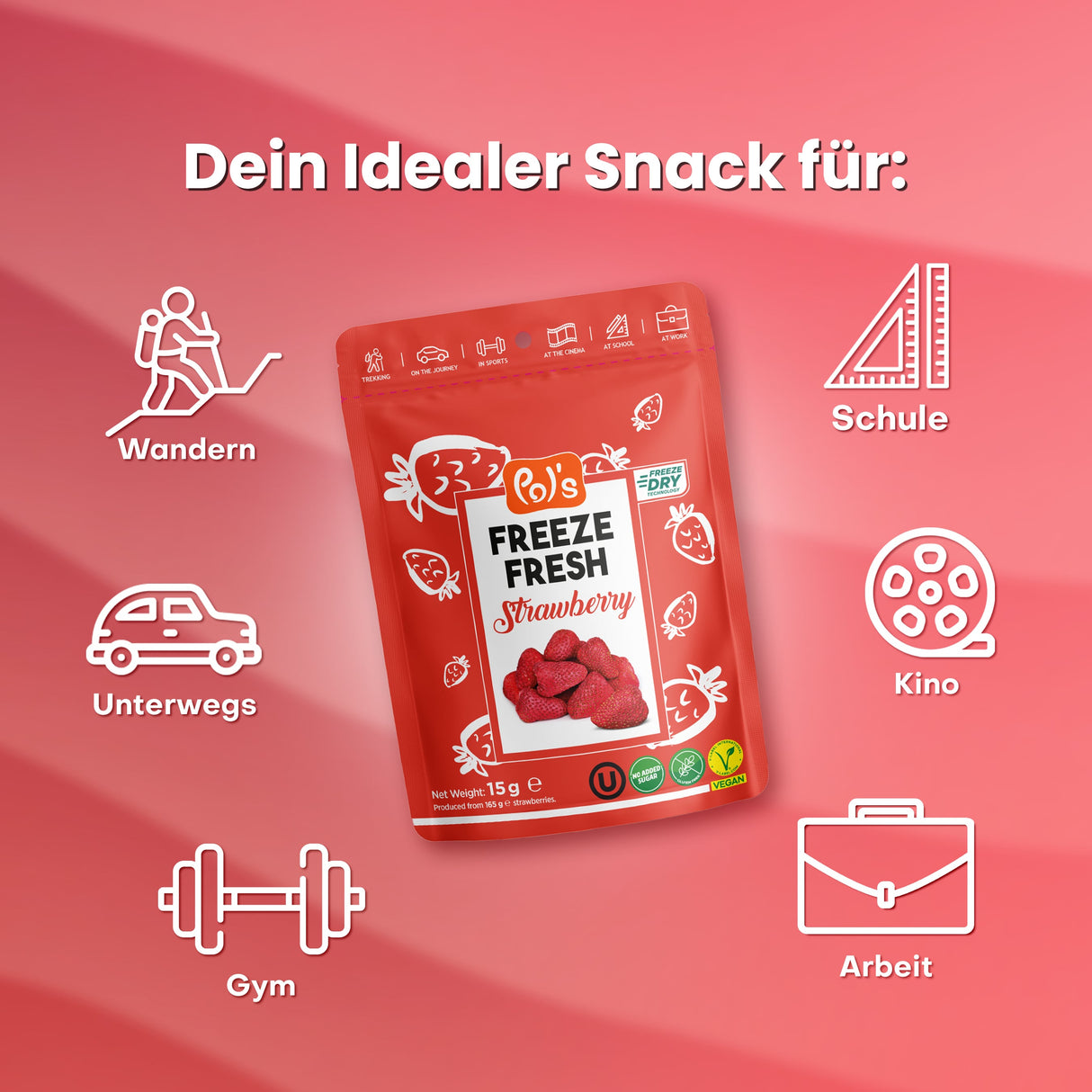 Pol's Freeze Fresh gefriergetrocknete Erdbeeren 15g