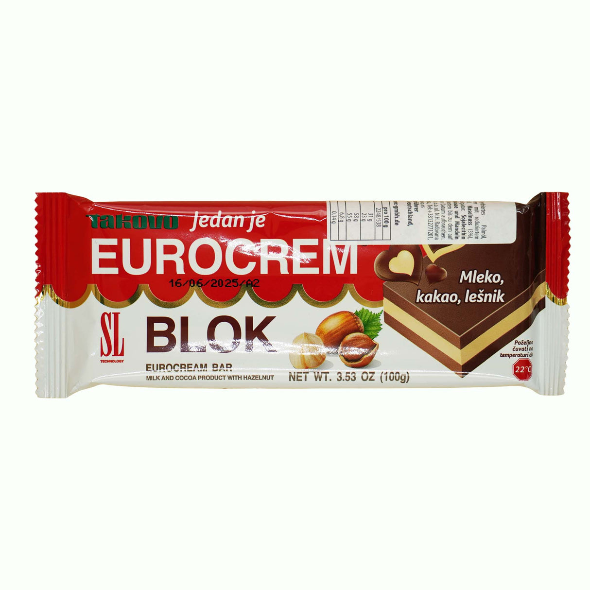 Eurocrem Block - Chocolate 100g Swisslion