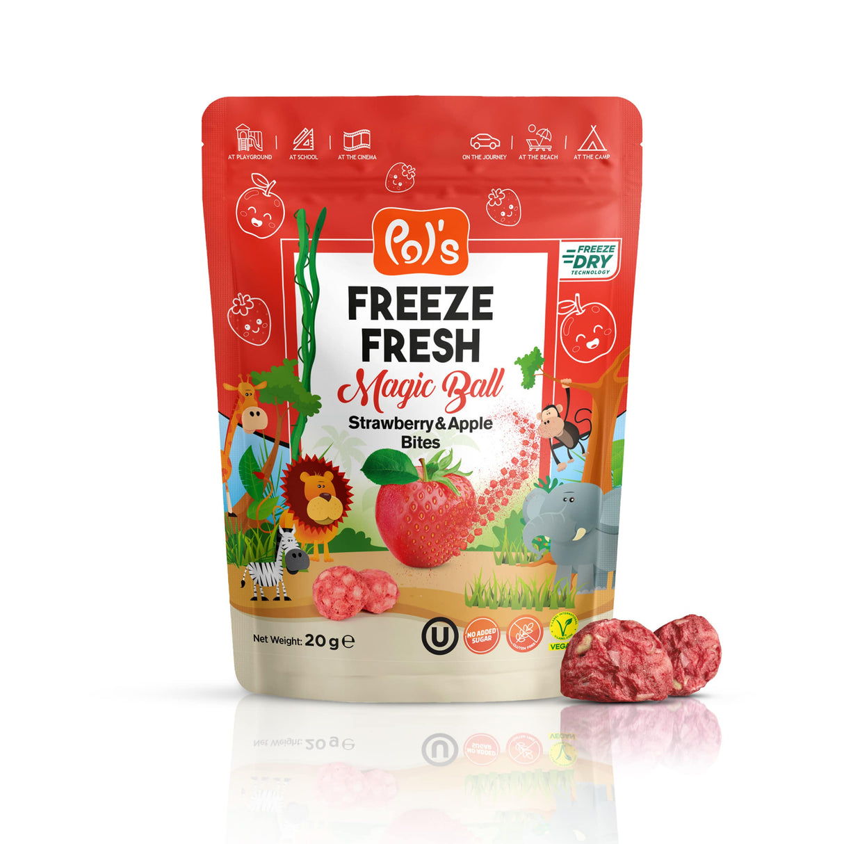 Pol's Freeze Fresh Magic Ball Erdbeere & Apfel Bites 20g