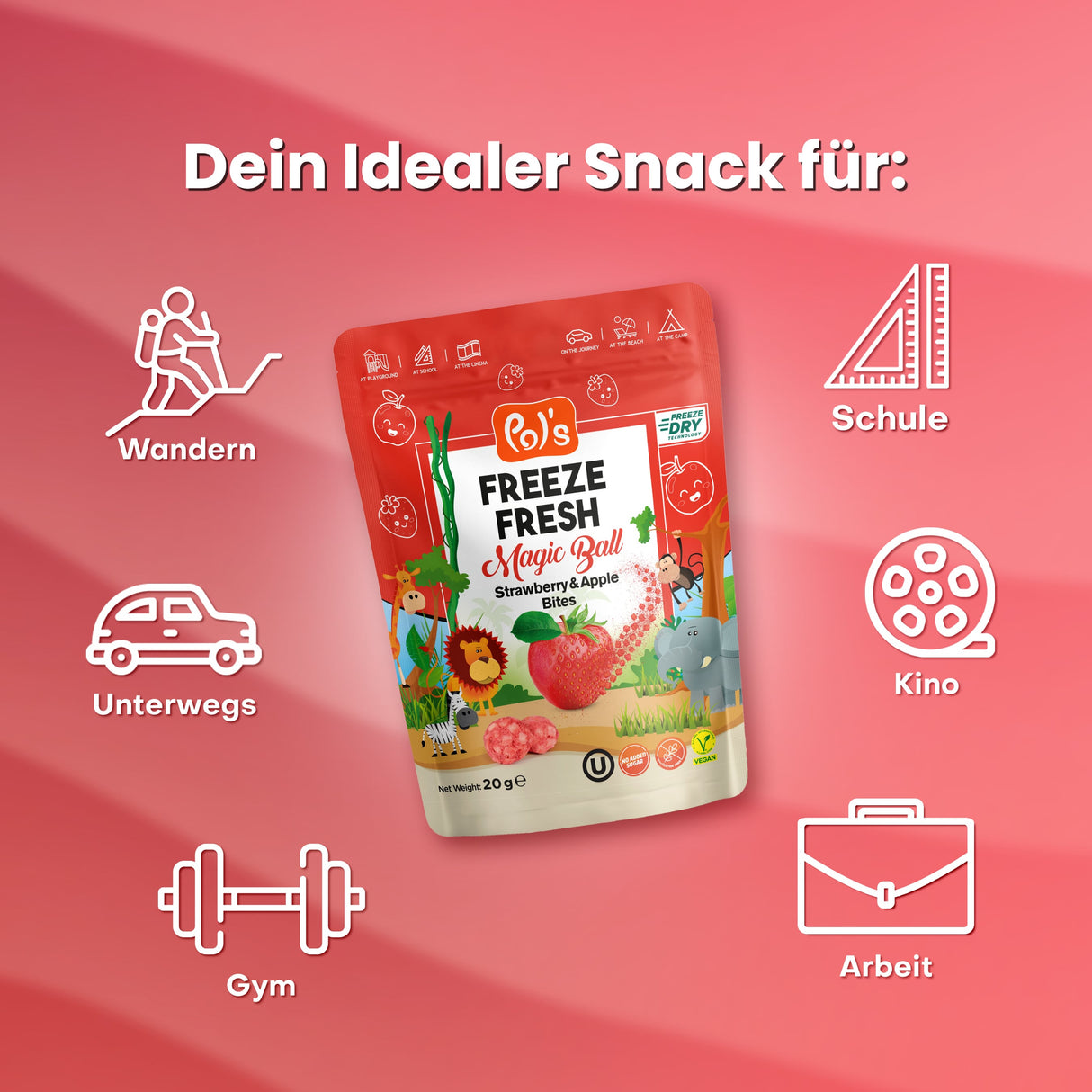 Pol's Freeze Fresh Magic Ball Erdbeere & Apfel Bites 20g