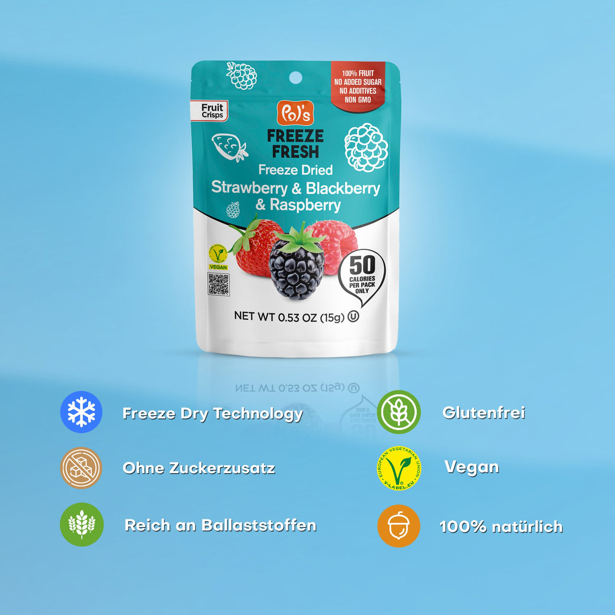 Pol's Freeze Fresh Erdbeere, Himbeere & Brombeere MIX 15g