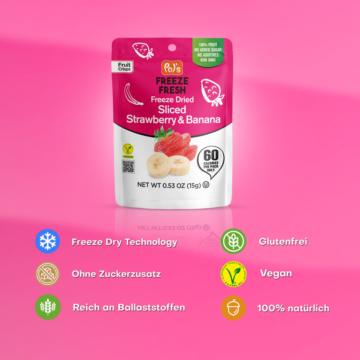 Pol's Freeze Fresh Sliced Strawberry & Banana 15g