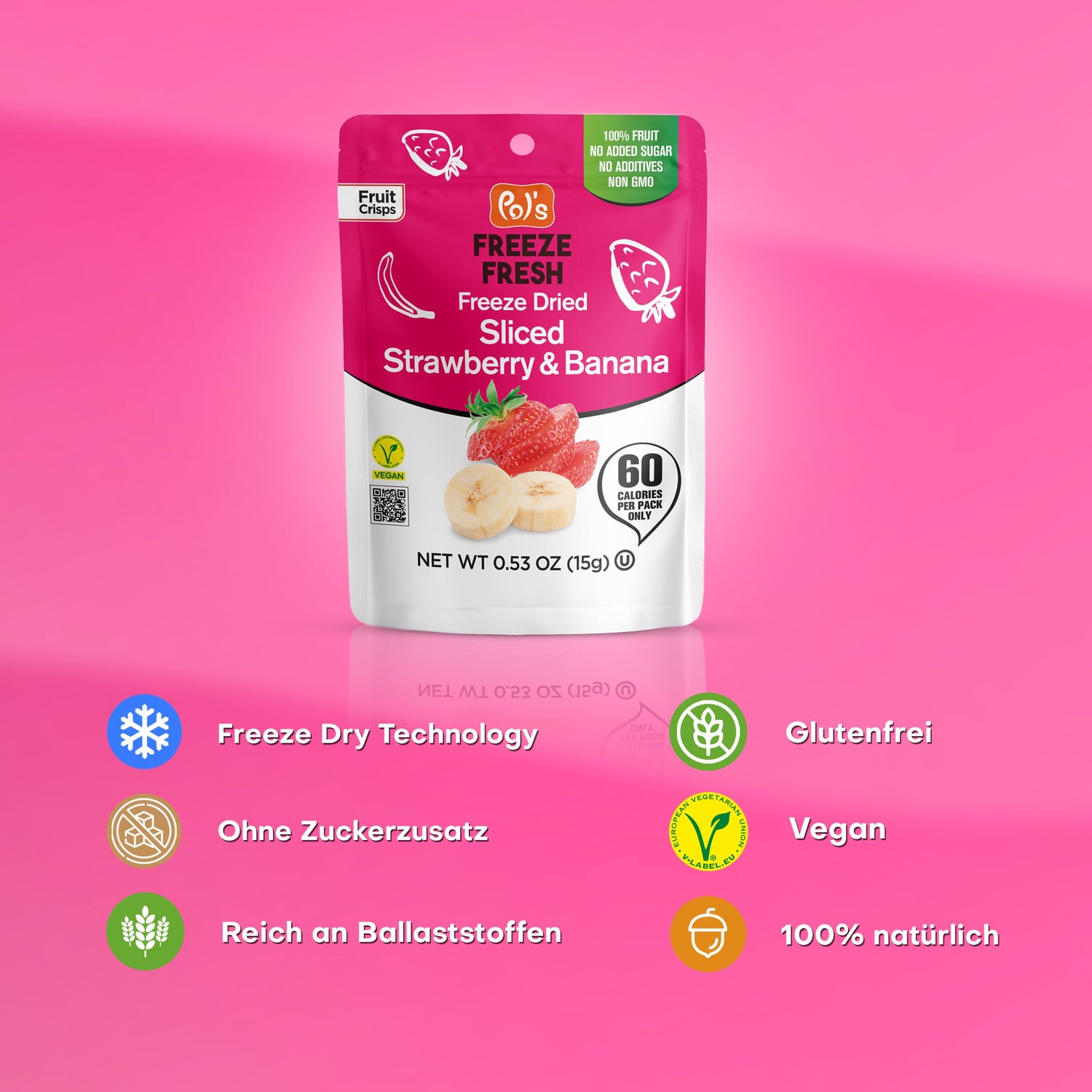 Pol's Freeze Fresh Sliced Strawberry & Banana 15g