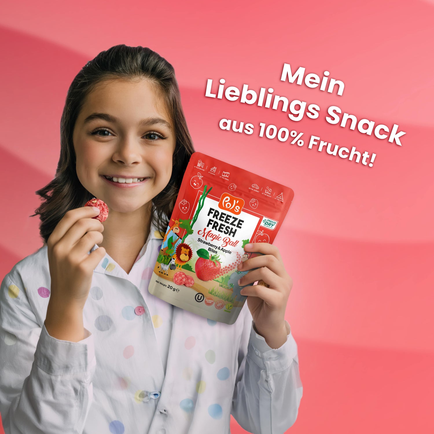 Pol's Freeze Fresh Magic Ball Erdbeere & Apfel Bites 20g