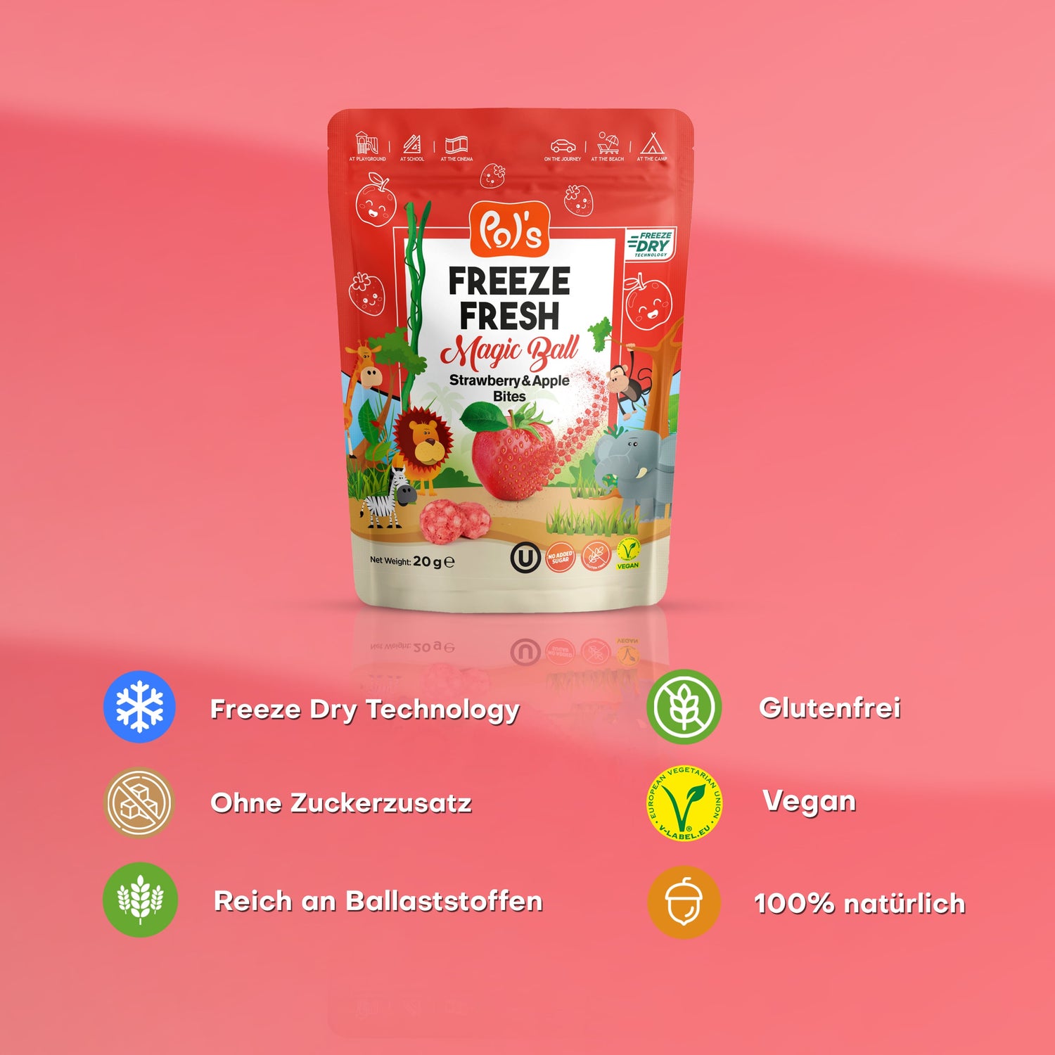 Pol's Freeze Fresh Magic Ball Erdbeere & Apfel Bites 20g