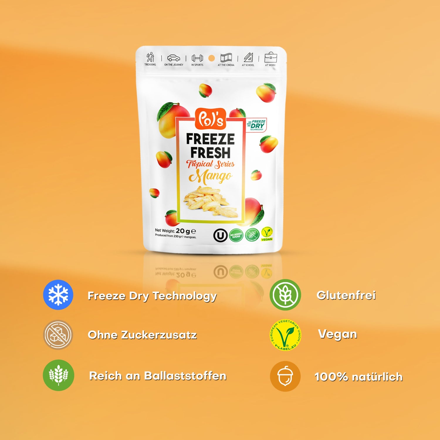 Pol's Freeze Fresh gefriergetrocknete Mango Fruchtchips 20g